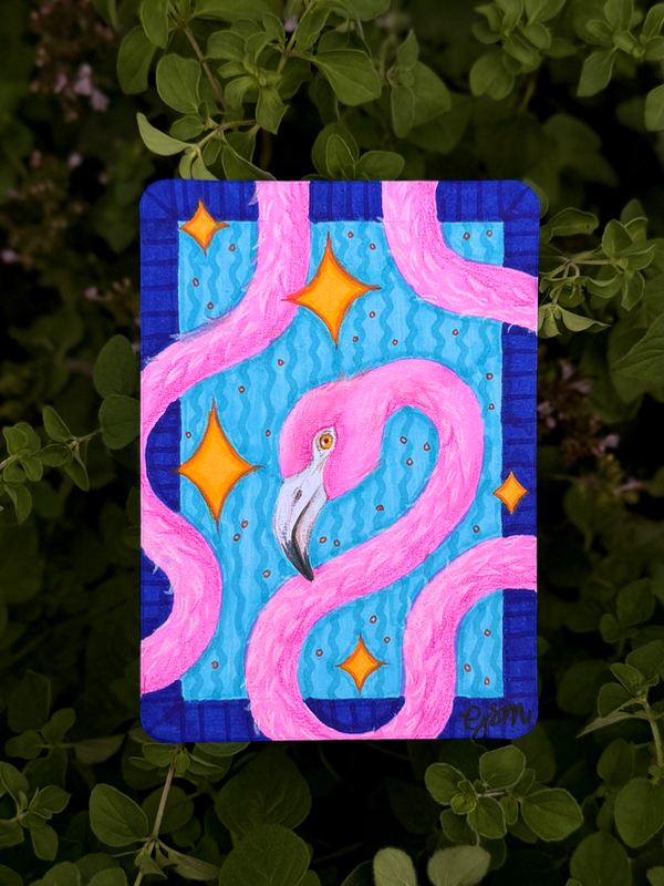 Flaaaamingooo aceo art card