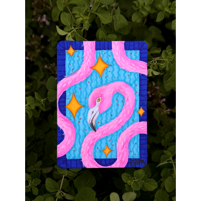 Flaaaamingooo aceo art card thumbnail 1