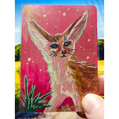 Fennec Fox aceo art card thumbnail 1
