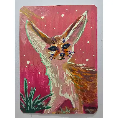 Fennec Fox aceo art card thumbnail 3