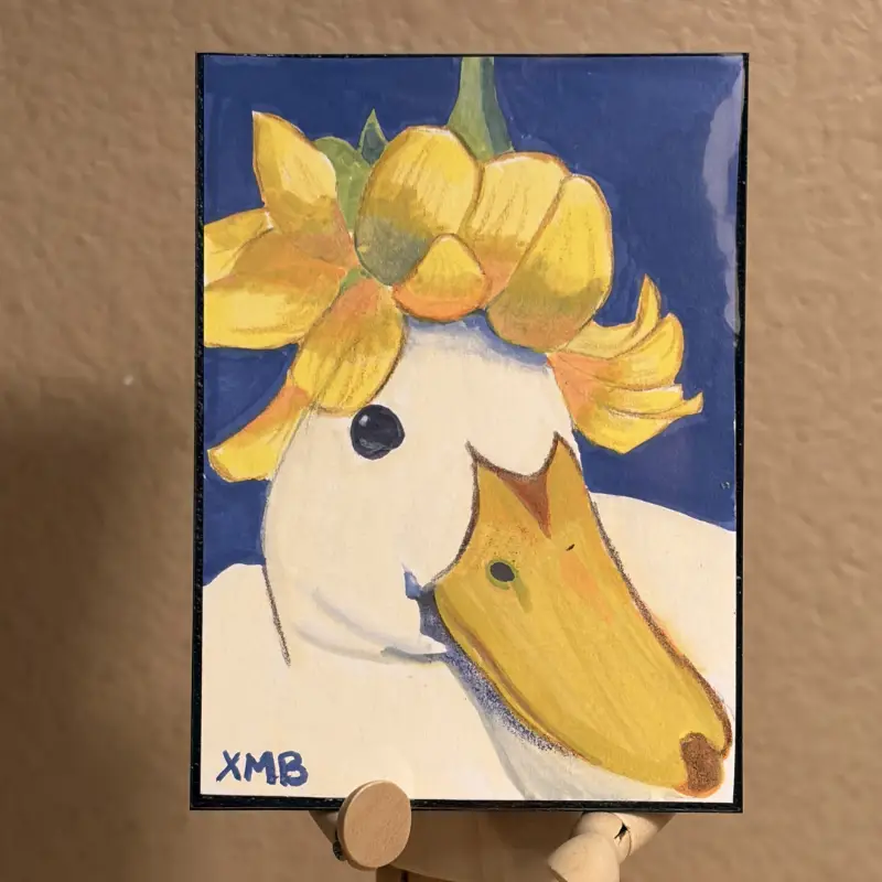 ACEO OG Art Painting A Sun-Fowler | Ducks & Hats Series 2/4 | 2.5x3.5 aceo art card