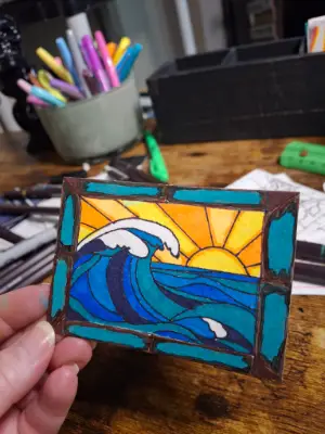 Sunset Crests aceo art card thumbnail 2