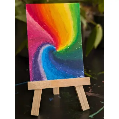 Rainbow Swirl aceo art card thumbnail 1