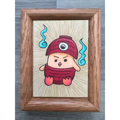 Tofu Kozo Yokai ACEO Original Art — Japanese Folklore Mythology Folklore Blue Flames aceo art card thumbnail 3