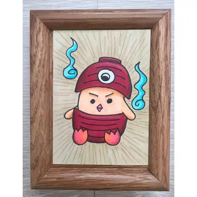Tofu Kozo Yokai ACEO Original Art — Japanese Folklore Mythology Folklore Blue Flames aceo art card thumbnail 4