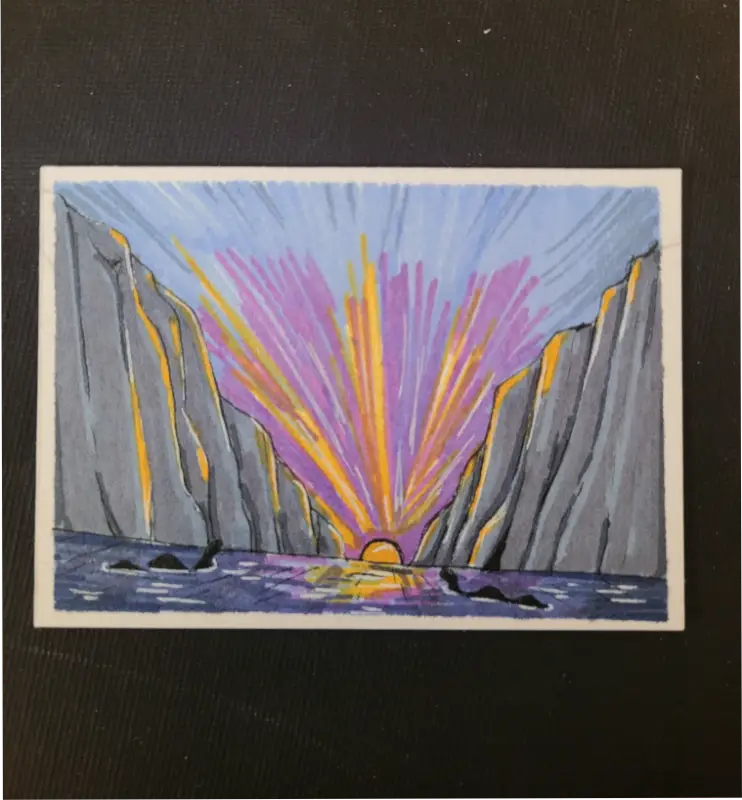 "Sunset on the Loch" aceo art card