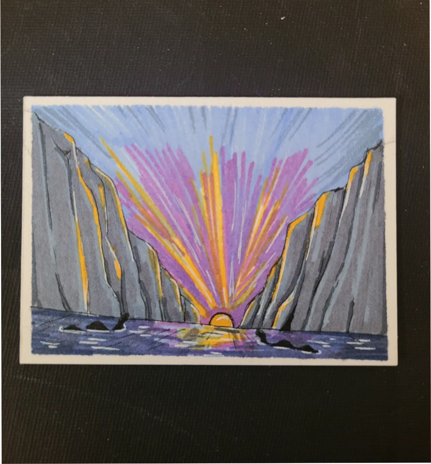 "Sunset on the Loch" aceo art card