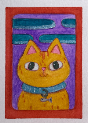 Cat Portrait 1 aceo art card thumbnail 2