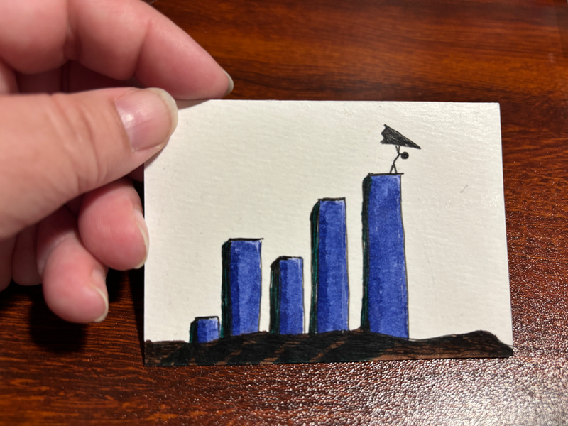 Economic Jump aceo art card
