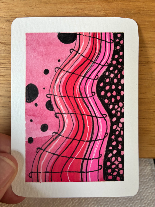 Flowing abstract aceo art card