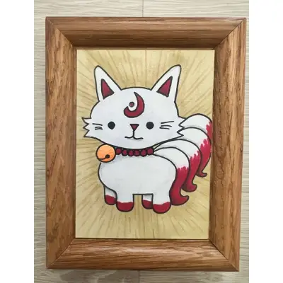 Yokai Wolf Puppy Art Spicy Fire Japanese Folklore Mythology Painting Cute Creature Kawaii aceo art card thumbnail 2