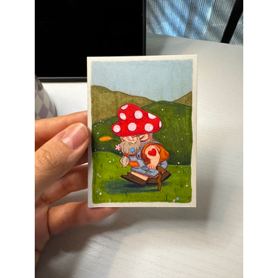 Elder Mushroom aceo art card thumbnail 2