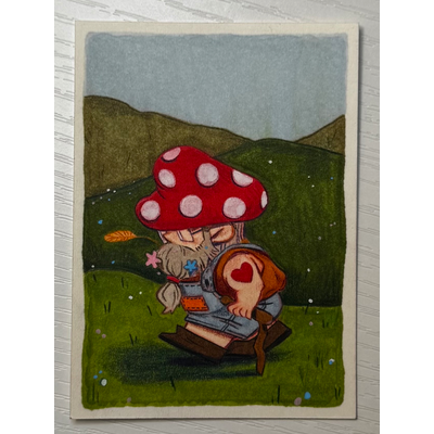 Elder Mushroom aceo art card thumbnail 1