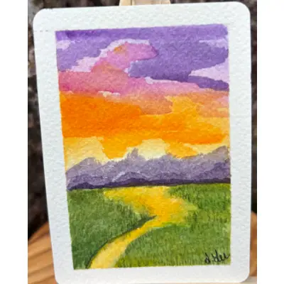 Sunset Study: Three aceo art card thumbnail 2