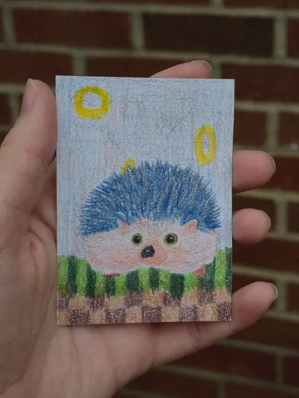 Blue hedgehog sonic aceo art card