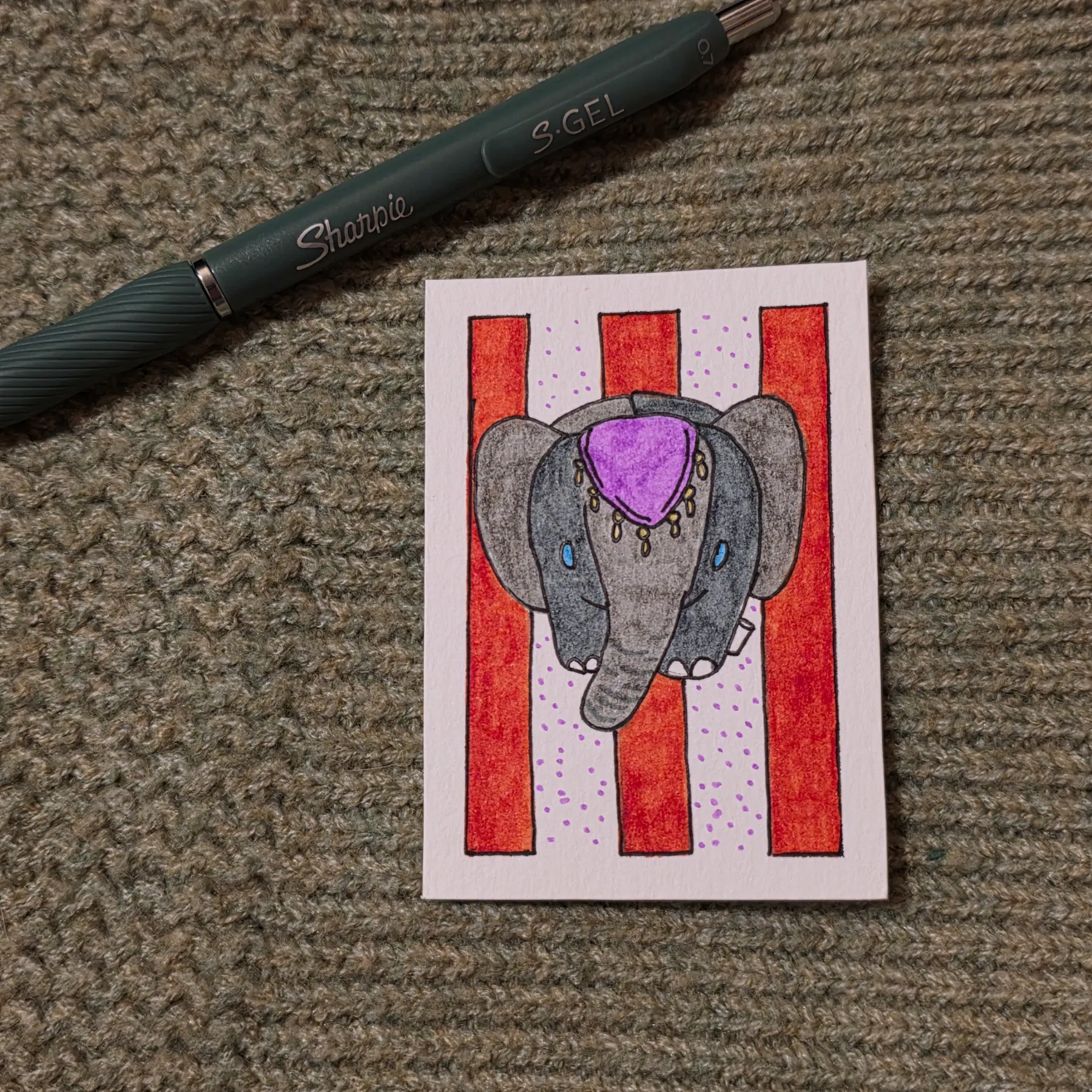 Big Top the Pachyderm aceo art card