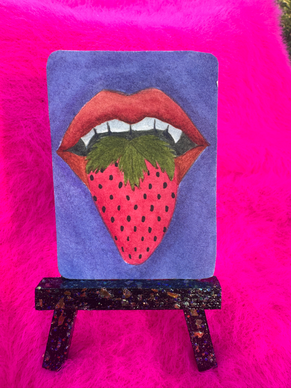 Strawberry Tongue aceo art card