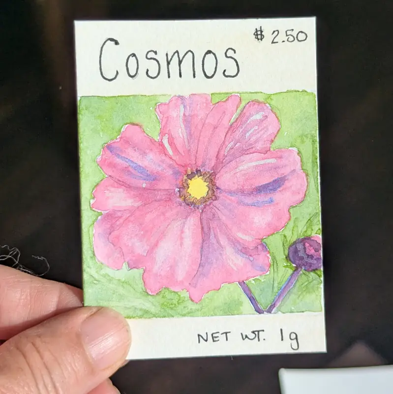 Cosmos Seed Packet ACEO aceo art card