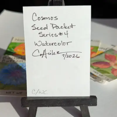 Cosmos Seed Packet ACEO aceo art card thumbnail 3