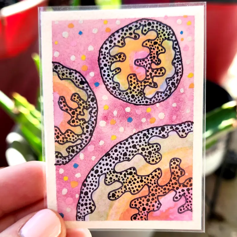 Raspberry Rainbow Space aceo art card