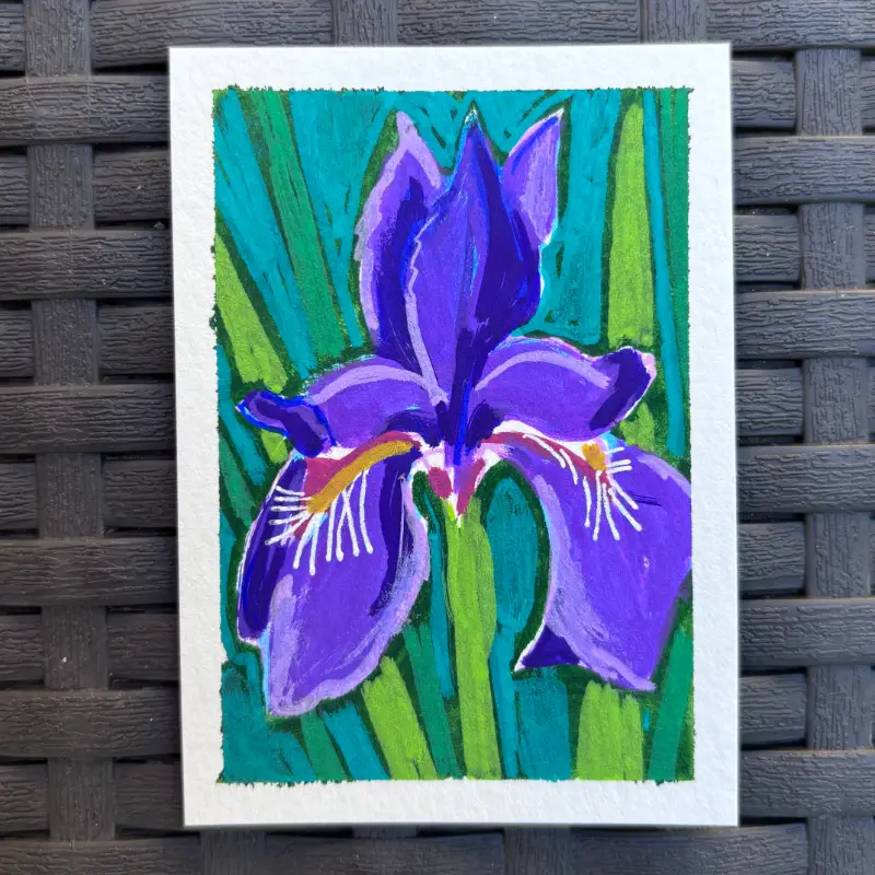 ACEO Original, "Iris," Acrylic Paint Markers aceo art card