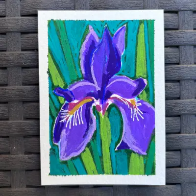 ACEO Original, "Iris," Acrylic Paint Markers aceo art card thumbnail 1
