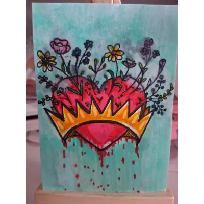 The Heart's A Heavy Burden aceo art card thumbnail 2