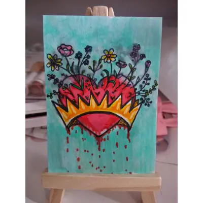 The Heart's A Heavy Burden aceo art card thumbnail 1