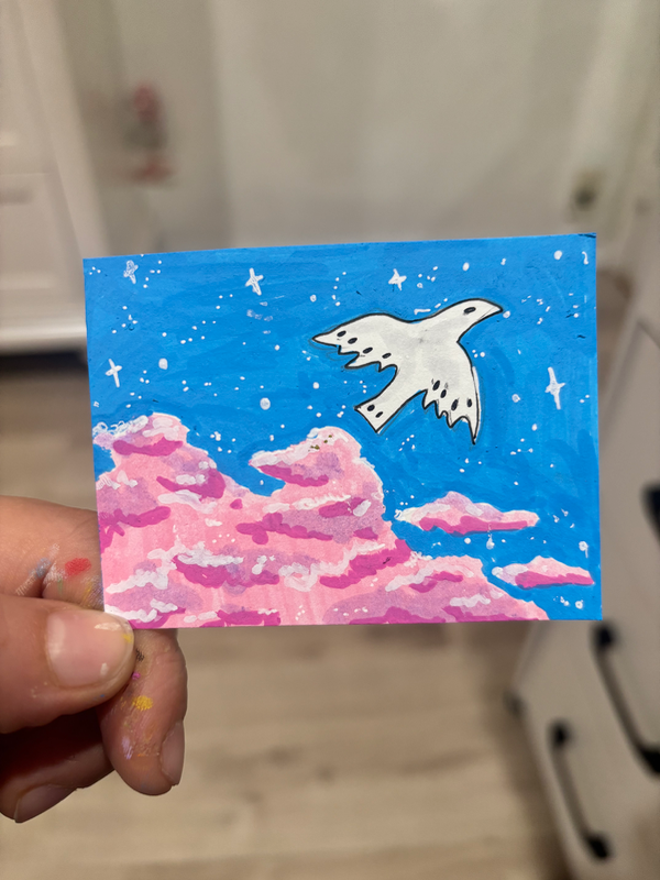 Bird in the Sky (duo) aceo art card