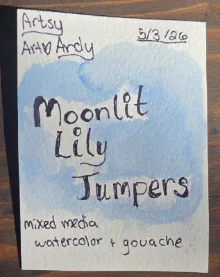 ACEO original psychedelic frogs jumping on lily pads through space aceo art card thumbnail 2