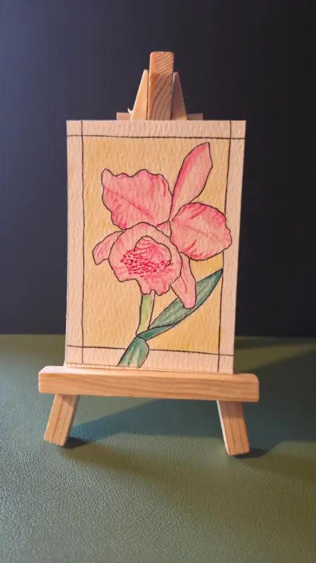 The Vibrant Garden: Orchid aceo art card