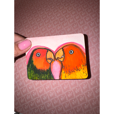 Beak To Beak aceo art card thumbnail 1