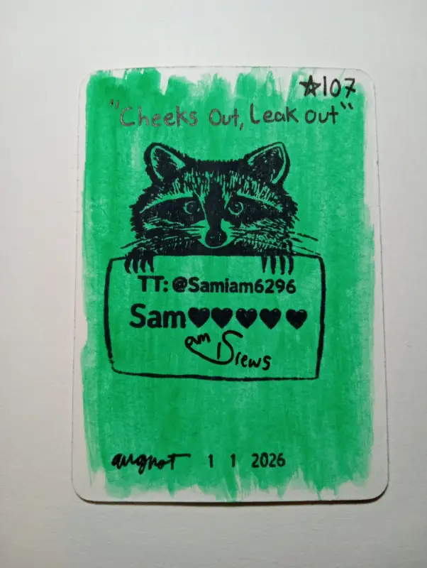 Cheeks out, Leak out aceo art card