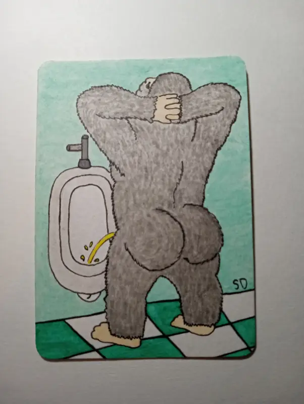 Cheeks out, Leak out aceo art card