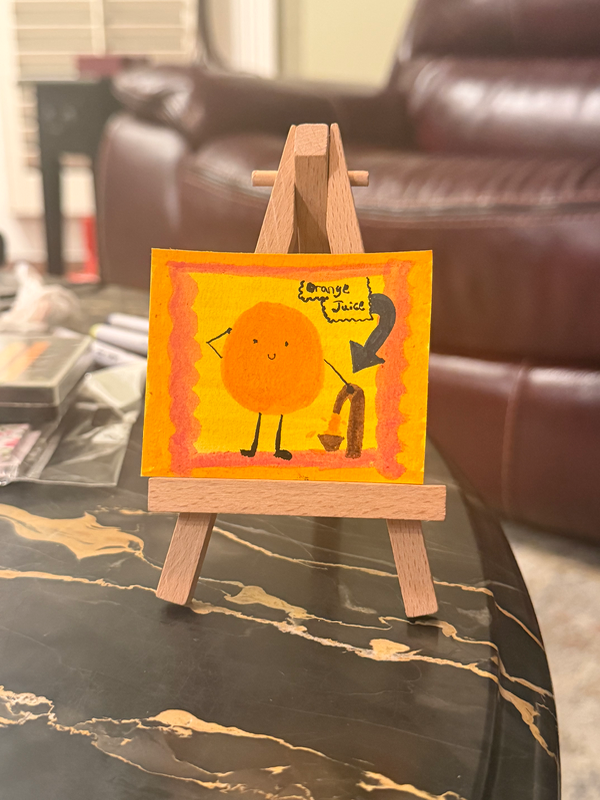 Orange juice man aceo art card