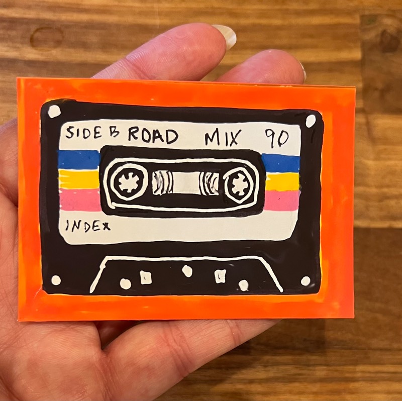Acrylic painting of mix tape aceo art card