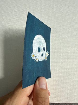 Original Floral Skull ACEO | Bloom and Bones #1/8 aceo art card thumbnail 2