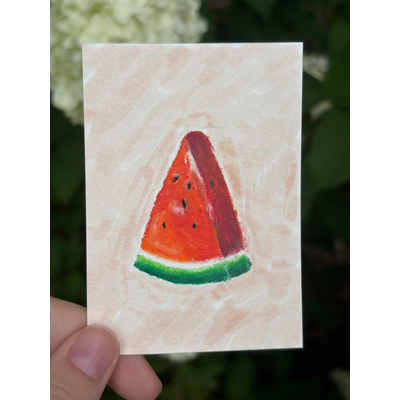 Wedge of Watermelon (Fruits of Summer series) aceo art card thumbnail 2