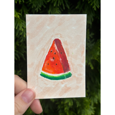 Wedge of Watermelon (Fruits of Summer series) aceo art card thumbnail 1