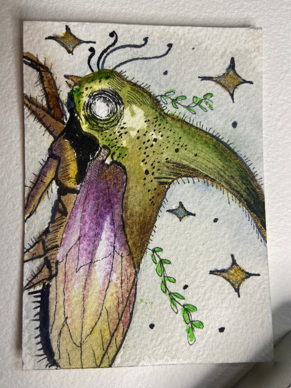 Whimsy tree hopper aceo art card