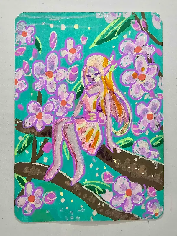 Peaceful Cherry Blossom aceo art card