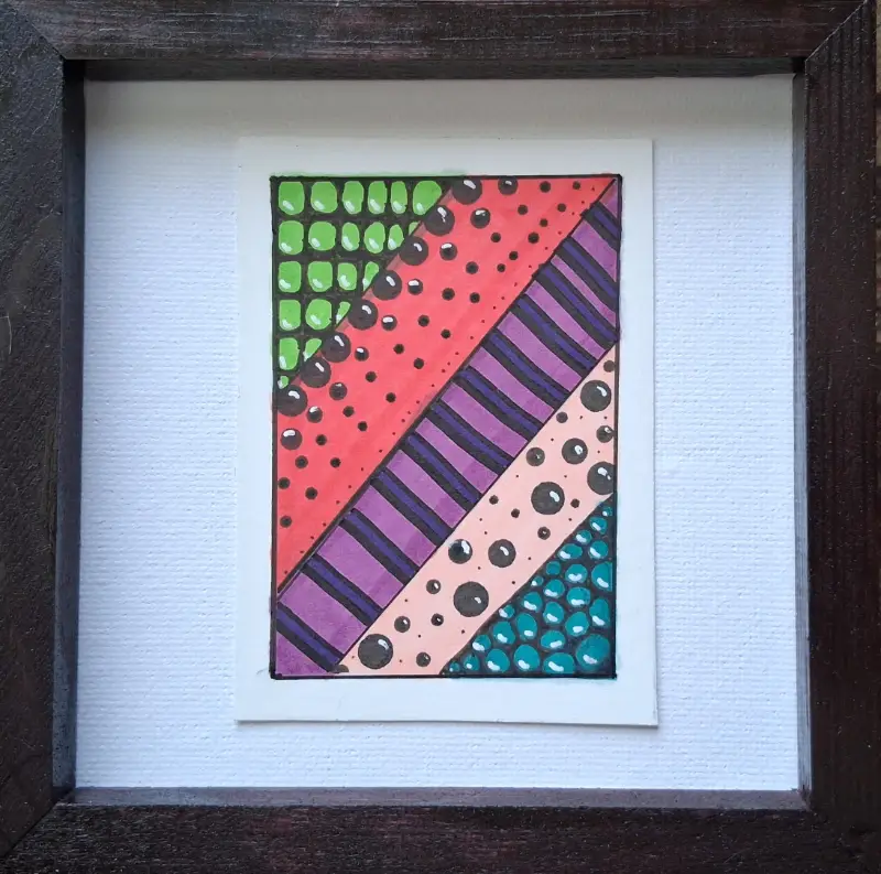 Bubbles & Stripes aceo art card