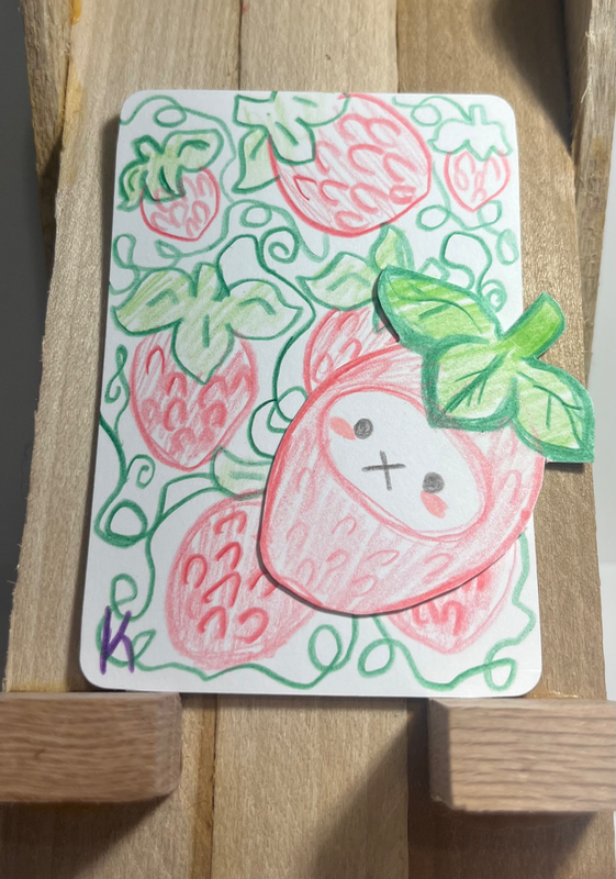 Strawberry miffy aceo art card