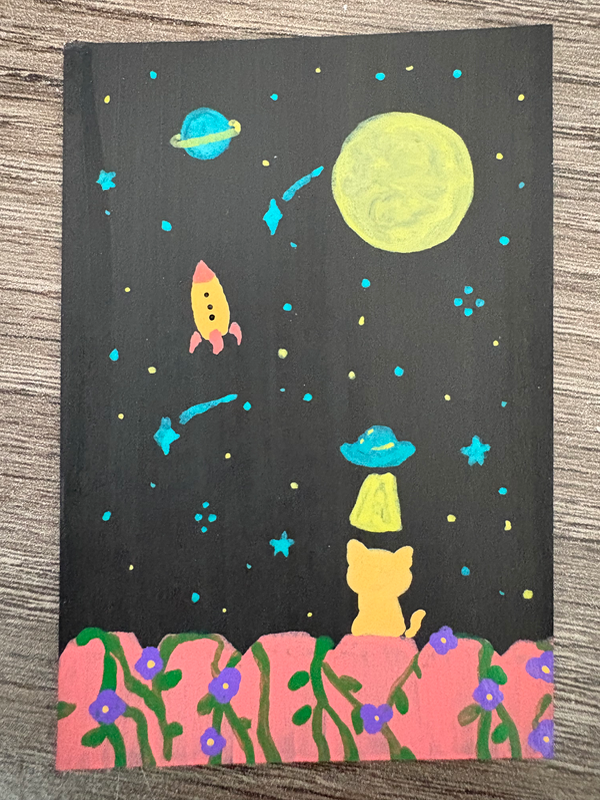 A starry night aceo art card