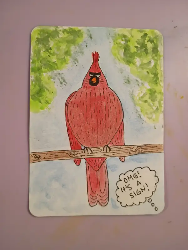 Annoyed Cardinal aceo art card