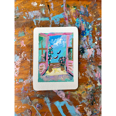 Ocean Balcony aceo art card thumbnail 2