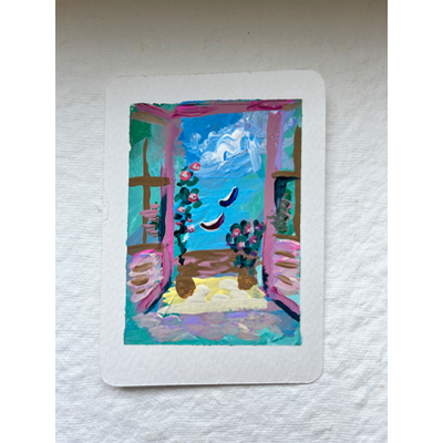 Ocean Balcony aceo art card thumbnail 1