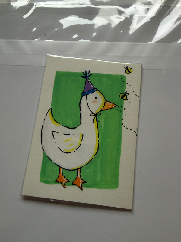 Party Goose aceo art card
