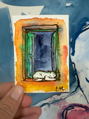 Cat nap aceo art card thumbnail 1