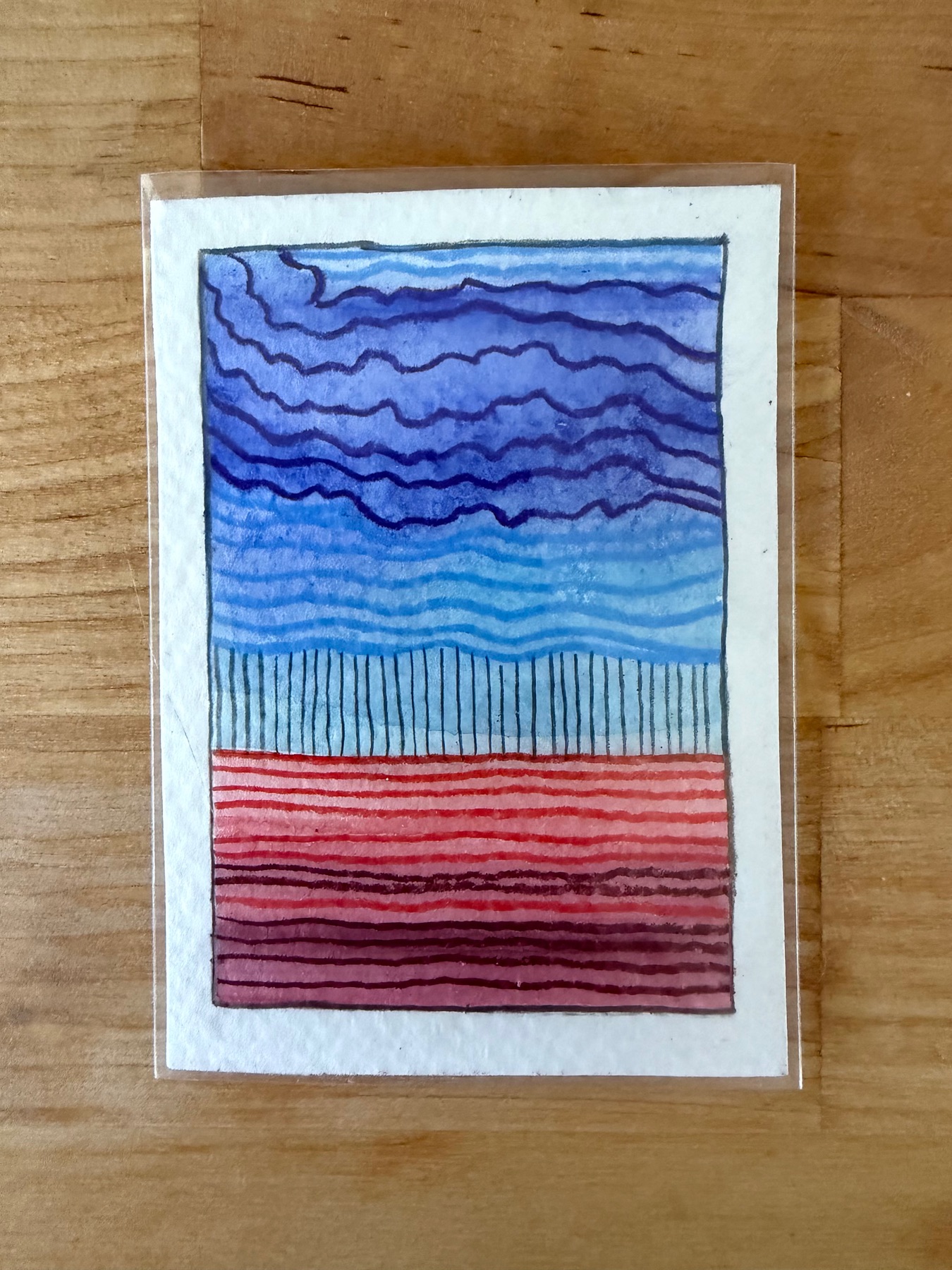 Red Dessert Blue Sky 5/5 aceo art card